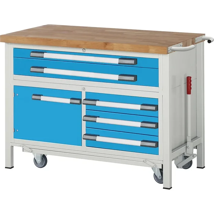Établi mobile à châssis escamotable, sur piétement Série 8000 – eurokraft pro
