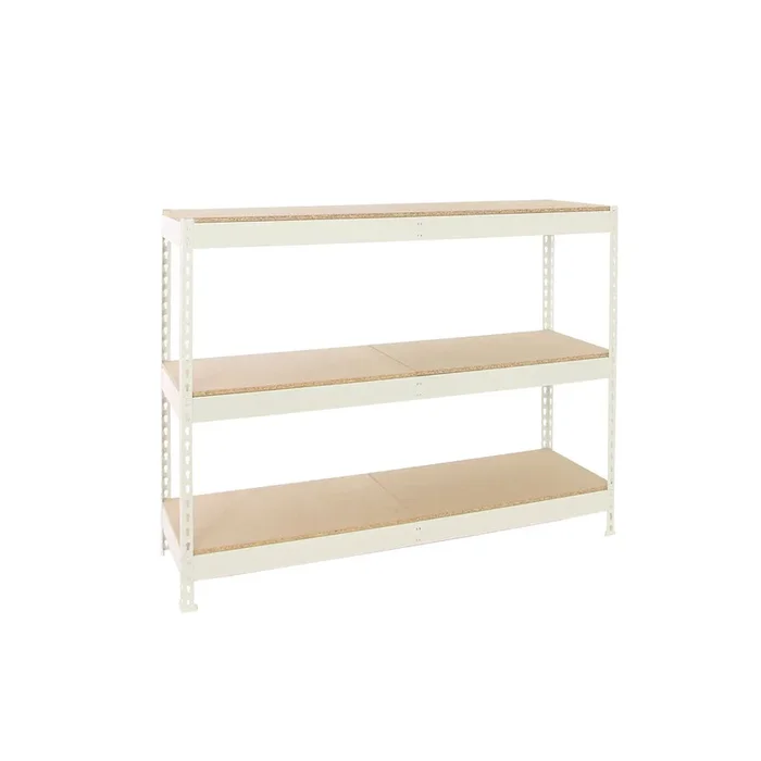 Étagère charge moyenne 500 à 600kg – 2000x1500x900 – 3 niveaux Blanc/Bois – SIMON RACK – 8425437152436