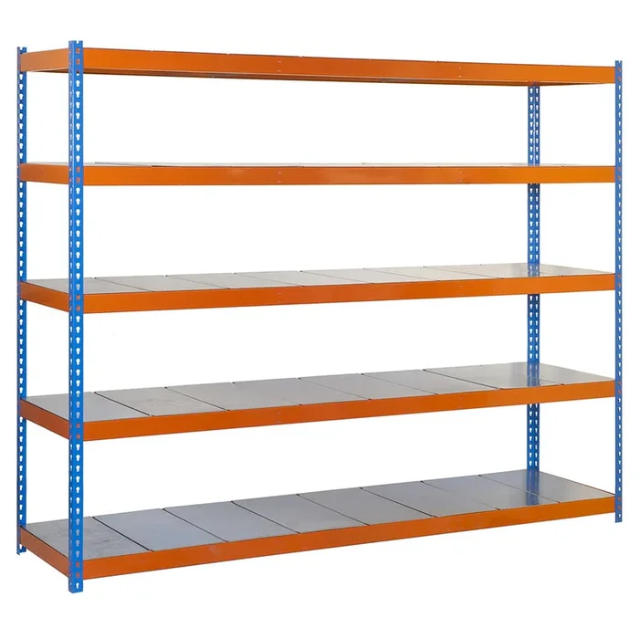 Étagère charge moyenne 500 à 600kg – 2000x1800x750 – 5 niveaux Bleu/Orange – SIMON RACK – 8435104990933