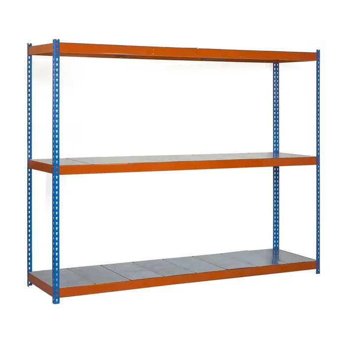 Étagère charge moyenne 500 à 600kg – 2000x2100x450 – 3 niveaux Bleu/Orange – SIMON RACK – 8425437081804