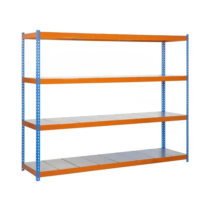 Étagère charge moyenne 500 à 600kg – 2000x2100x450 – 4 niveaux Bleu/Orange – SIMON RACK – 8425437081880