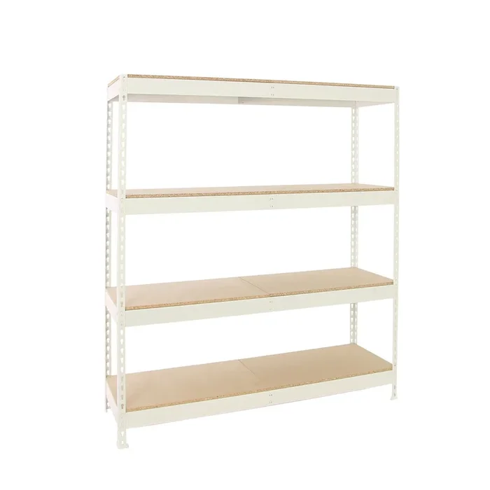 Étagère charge moyenne 500 à 600kg – 2000x2100x900 – 4 niveaux Blanc/Bois – SIMON RACK – 8425437153181
