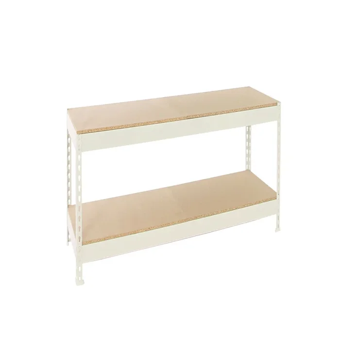 Étagère charge moyenne 500 à 600kg – 900x1200x600 – 2 niveaux Blanc/Bois – SIMON RACK – 8425437151859