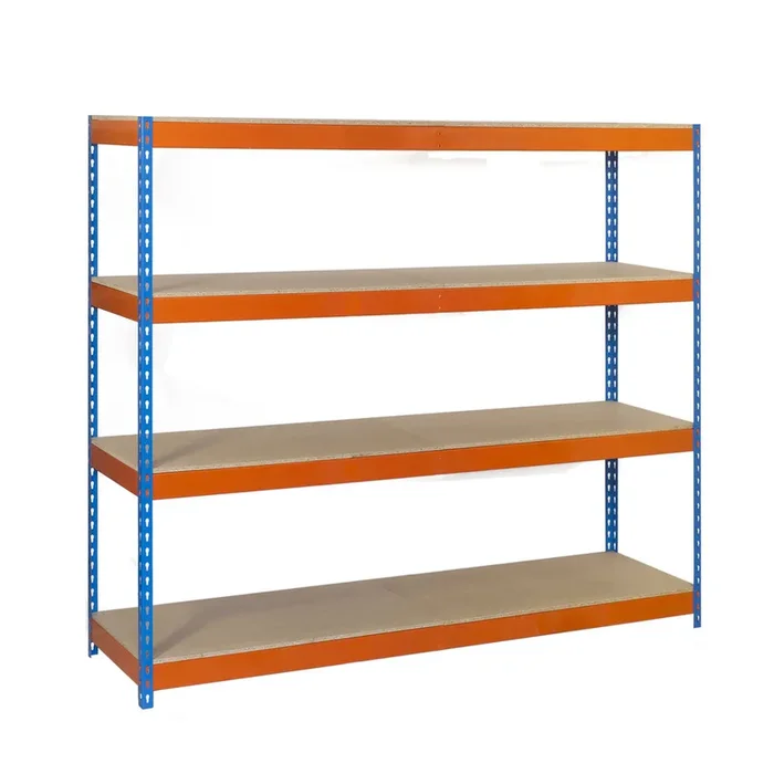 Étagère mobile charge moyenne 400kg – 2000x1200x750 – 4 niveaux Bleu/Orange/Bois – SIMON RACK – 8435104991398