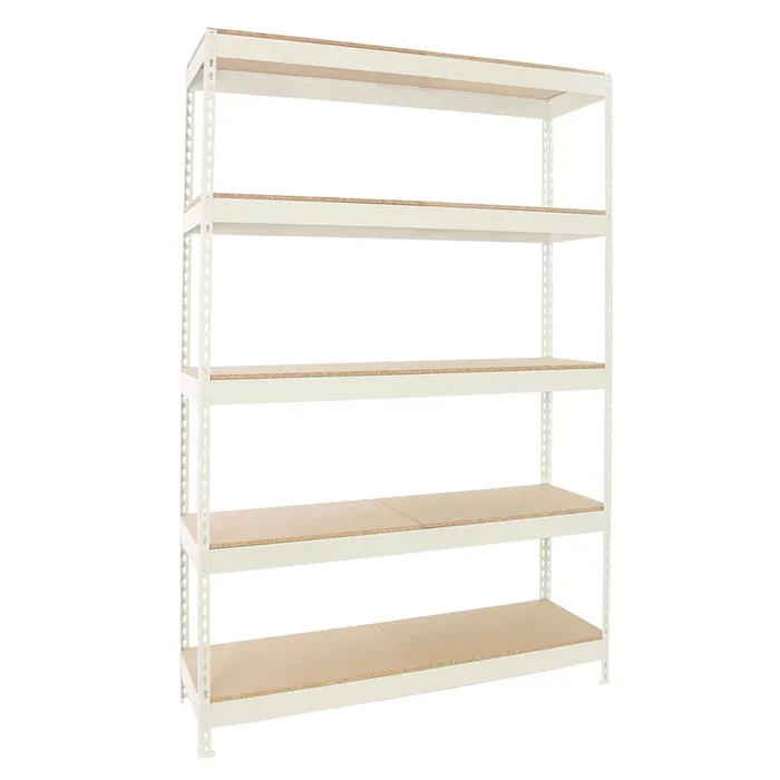 Étagère mobile charge moyenne 400kg – 2000x1200x750 – 5 niveaux Blanc/Bois – SIMON RACK – 8425437150609