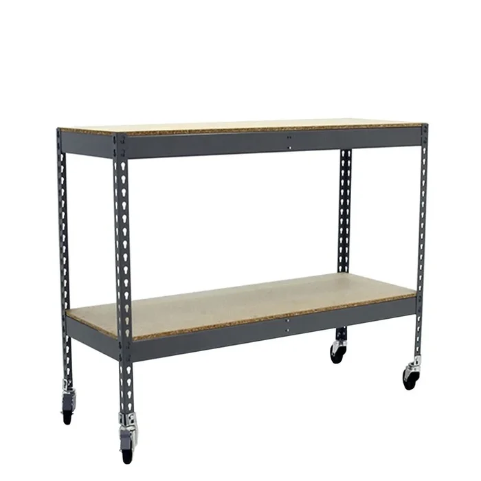 Étagère mobile charge moyenne 75kg – 975x1200x450 – 2 niveaux Gris/Bois – SIMON RACK – 8435104977835