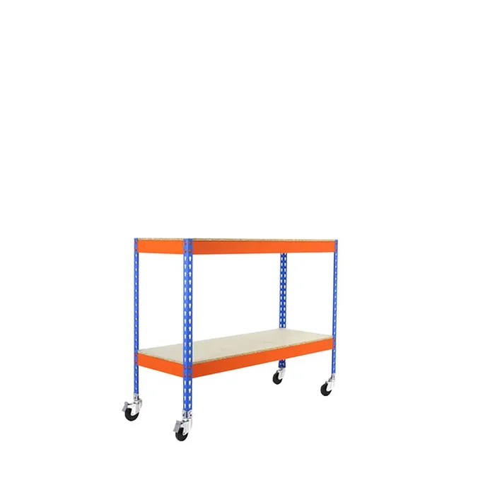 Étagère mobile charge moyenne 75kg – 975x1200x600 – 2 niveaux Bleu/Orange – SIMON RACK – 8435104956342