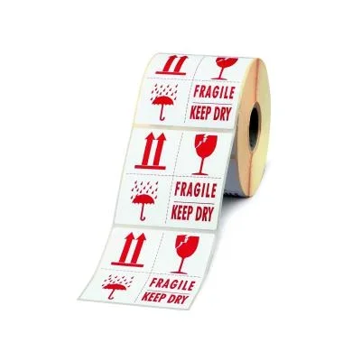 Etiquette adhésive pré-imprimée  »FRAGILE – KEEP DRY » – 1000 étiquettes 10 x 10 cm (carton 1000 unités)