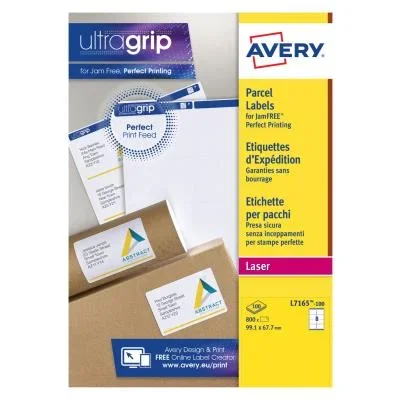 Etiquette adresse Avery L7165 – impression laser – opaque – 99,1 x 67,7 mm – blanc – boîte de 800