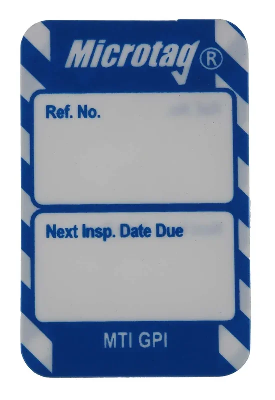 Étiquette micro Brady Blanc sur bleu Anglais, le kit contient 20 inserts Microtag