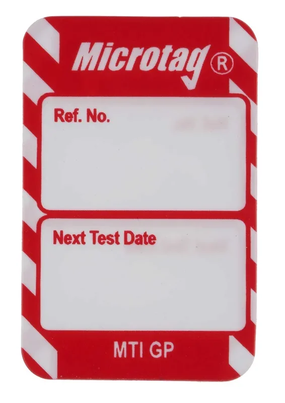 Étiquette micro Brady Blanc sur rouge Anglais, le kit contient 20 inserts Microtag