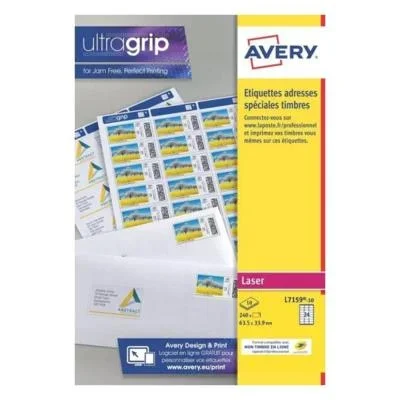 Etiquettes adresses blanches Avery L7159 laser 63,5 x 33,9 mm – Boîte de 241