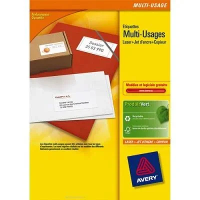 Etiquettes blanches multi usages Avery 3655 – 210×148 mm – pour laser jet d’encre et copieur – boîte de 200