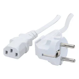 Exc 808076 câble électrique blanc 0,6 m coupleur c13 cee7/7
