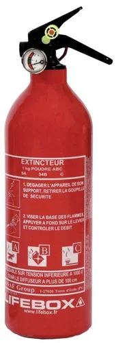 Extincteur de 1kg de poudre polyvalente A B C