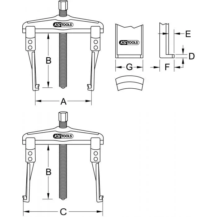 Extracteurs universels à deux griffes fines, 20-90 mm KSTOOLS – 6200023