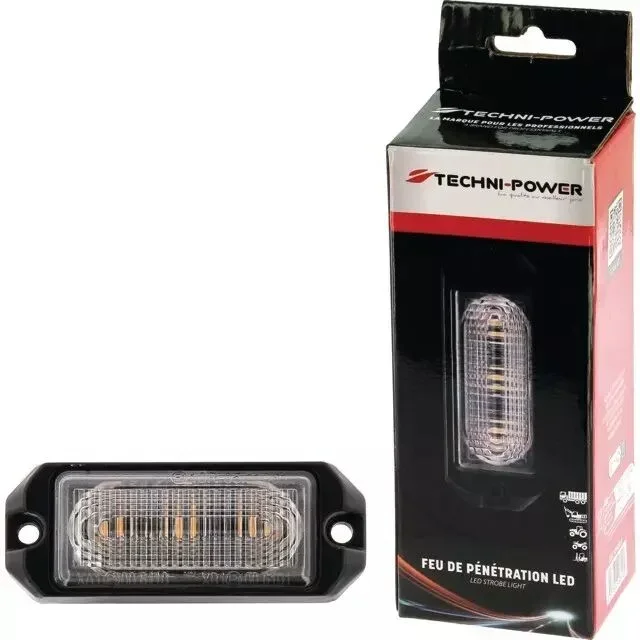 Feu de penetration orange 3 led 12-24v techni-power