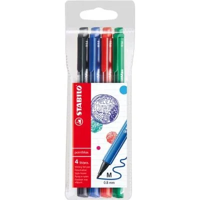 Feutres d’écriture Satbilo pointMax – pointe moyenne – pochette de 4 – coloris assortis