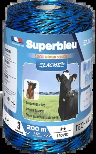 Fil clôture Superbleu 200m bobine Lacmé