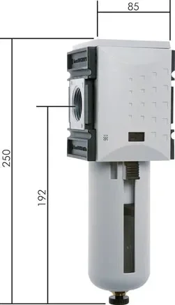 Filtre FUTURA, G 3/4&Prime;, récipient métallique avec voyant, purgeur automatique des condensats, récipient métallique