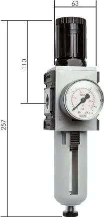 Filtre régulateur FUTURA, G 3/8&Prime;, 0,1 – 1 bar, série 2, purgeur automatique des condensats BG2