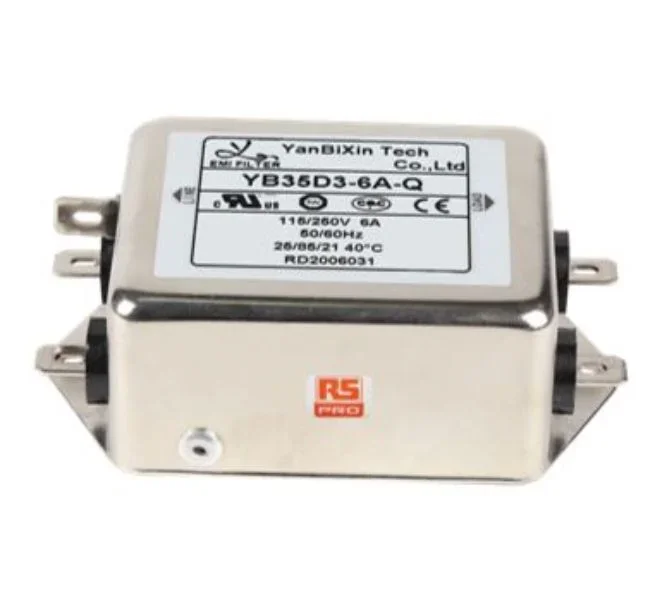 Filtre secteur RS PRO, 6A max, monophasé phases, 115/250 V c.a. max, Montage sur châssis