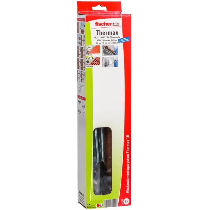 Fischer 51292 – Montage à distance TherMax 16 / 170 M 12 B électrozingué (2pcs) TherMax 16/170 M12 B