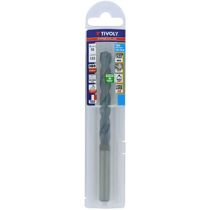 Foret métaux HSS-E5 TBX -Revêtu BLADE -DIN338 -h8 -Affûtage 4 faces Ø: 10 L: 133 TIVOLY – 11456141000