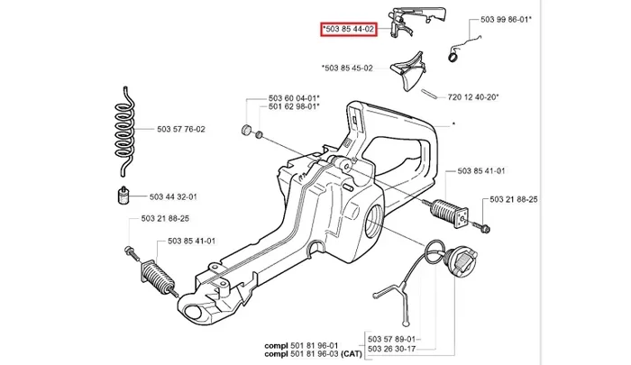 Gâchette de sécurité Tronçonneuse CS2153, CS2152, CS2156 … – Ref 503 85 44-02 – Husqvarna