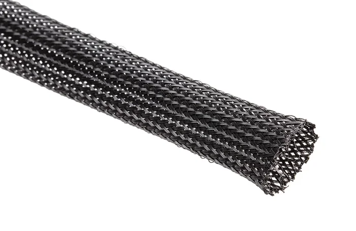 Gaine Tressée HellermannTyton en PET, Diam. 15mm, Long. 5m, Noir
