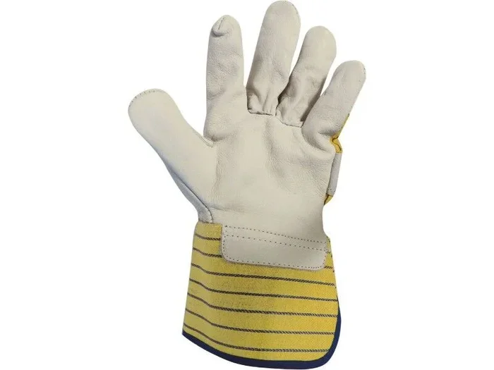 Gant paume cuir pleine fleur jaune/carte – 21009