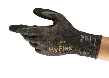 Gants de manutention Ansell 11-931, Taille 8, Résistant aux coupures, 1 Paire, Noir