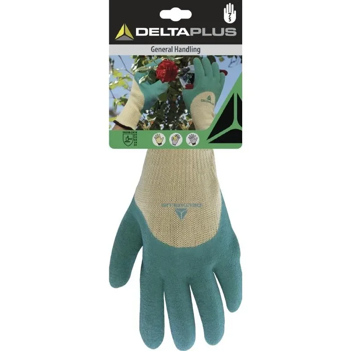 GANTS DELTA PLUS TRICOT POLYCOTON – ENDUCTION LATEX PAUME, DOIGTS ET MI-DOS – DPVV831VE0
