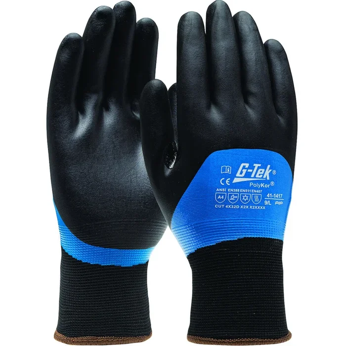 Gants doublure acrylique nitrile mousse PolyKor noir – Lot de 6 – G-TEK – 41-1417