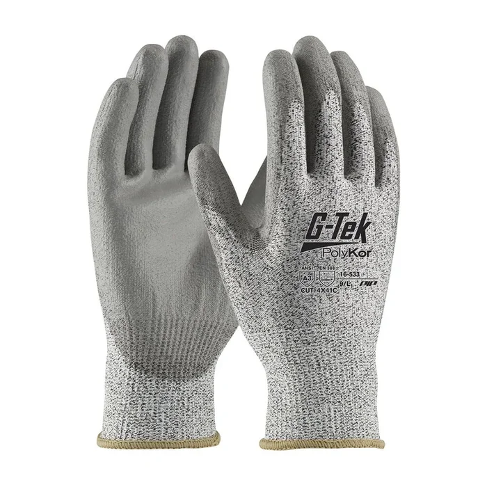Gants doublure enduction polyurethane PolyKor poivre et sel – Lot de 12 – G-TEK – 16-533