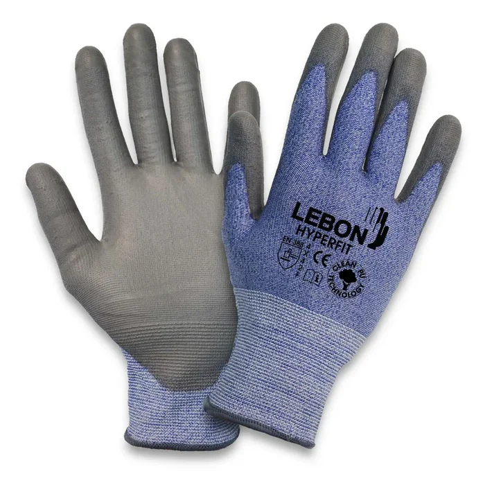 Gants Lebon Protection HYPERFIT-7, Taille 7, 10 Paires, Noir, Bleu