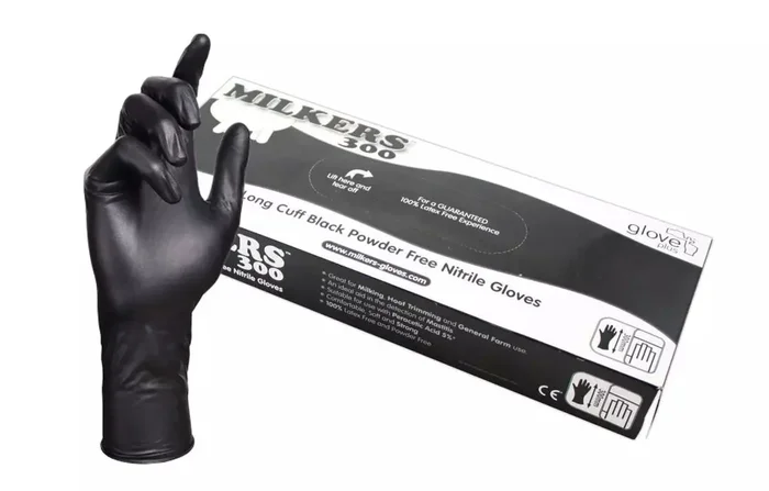 Gants milkers 300 long nitrile noir xl (x50)