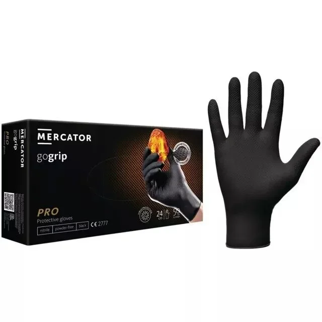 Gants nitrile gogrip noir boite 50 t9-10 mercator