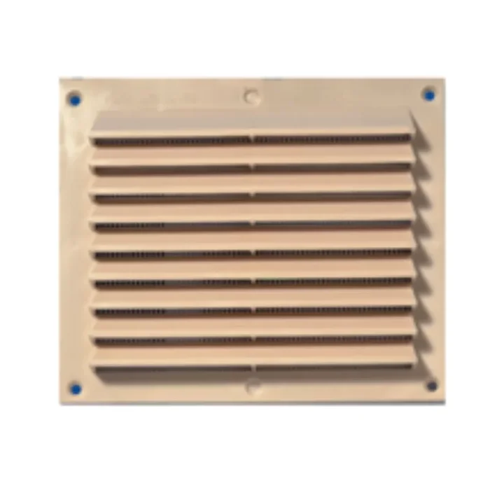 Grille de ventilation a auvents anti-pluie et moustiquaire – 175 x 146 mm – Sable