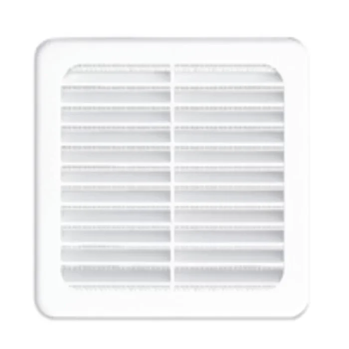 Grille de ventilation en plastique renforce avec moustiquaire – 120 x 120 mm – Blanc