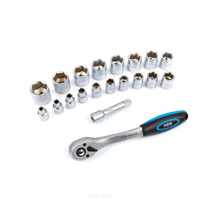 HBM Cliquet professionnel 3/8 avec 19 douilles et une extension