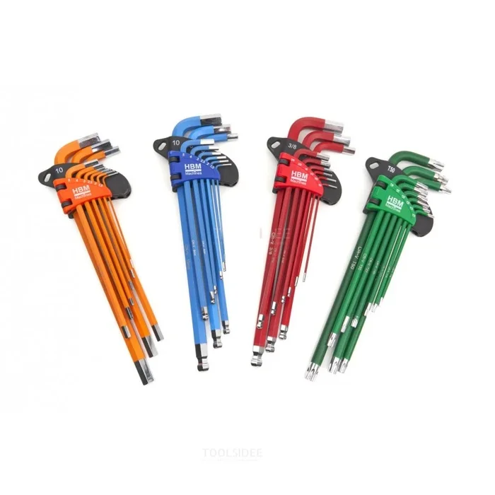 HBM Ensemble de clés Allen professionnelles 36 pièces MM, INCH, TORX