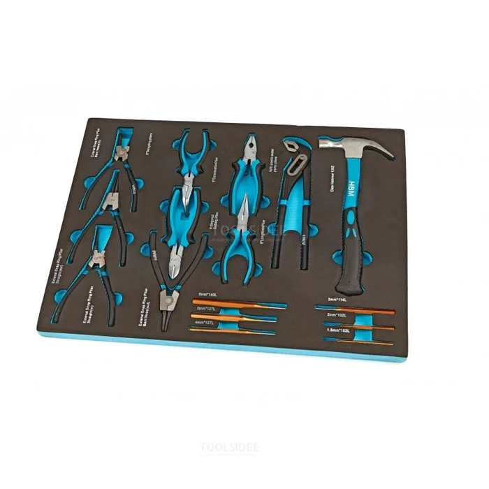 HBM Insert en mousse 16 outils pour chariot à outils