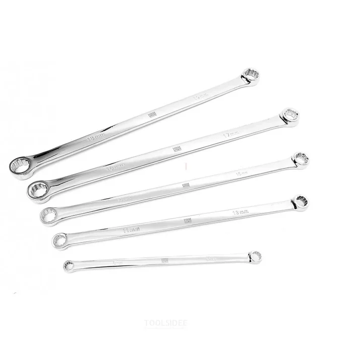 HBM Jeu de 5 clés polygonales extra longues professionnelles 8 – 19 mm.