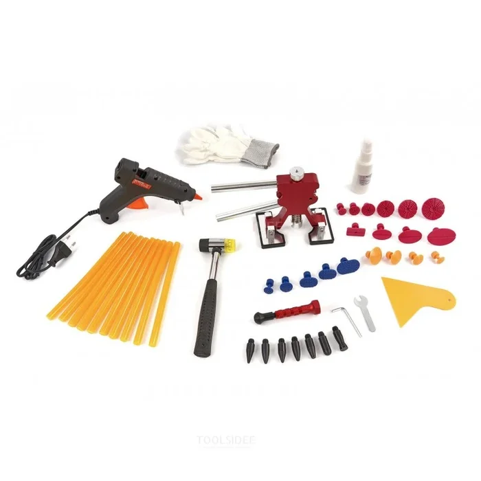 HBM Kit de débosselage, raclette de débosselage, sans pulvérisation, 37 pièces