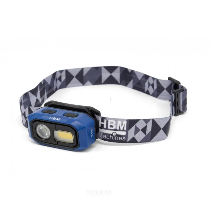 HBM Lampe frontale rechargeable professionnelle 480 lumens, 3 fonctions, gradable de 10 à 100 %