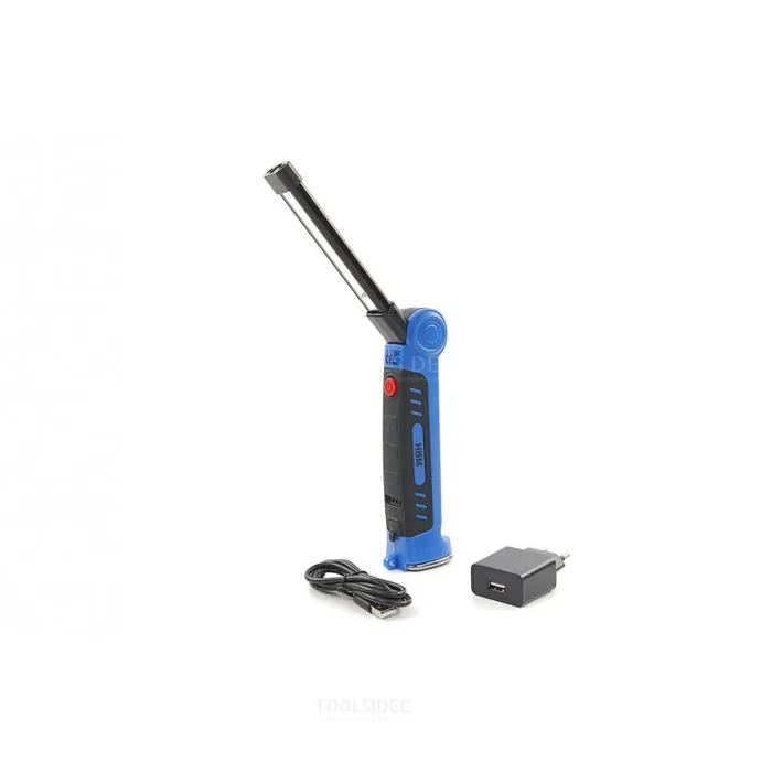 HBM Lampe LED professionnelle pliable et rechargeable 300 lumens avec crochet et aimant