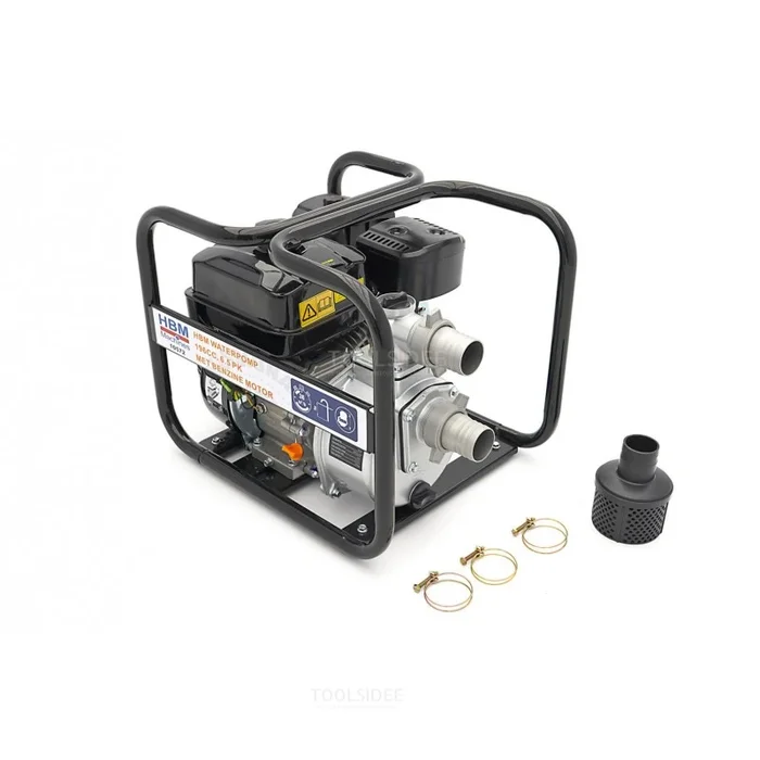 HBM Pompe à eau 196cc. 6,5 HP avec moteur essence