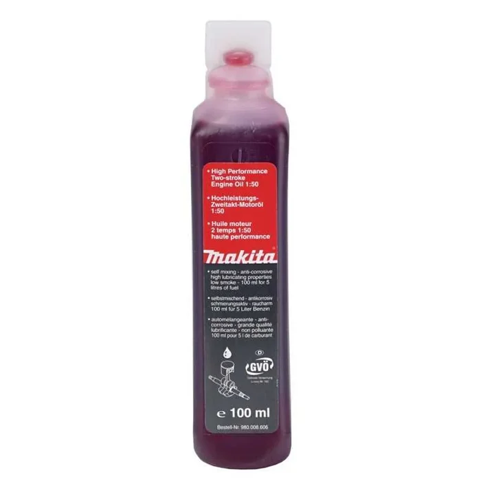Huile moteur 2 temps 50:1 haute performance auto-melangeante – Makita – Dosette de 100 ml