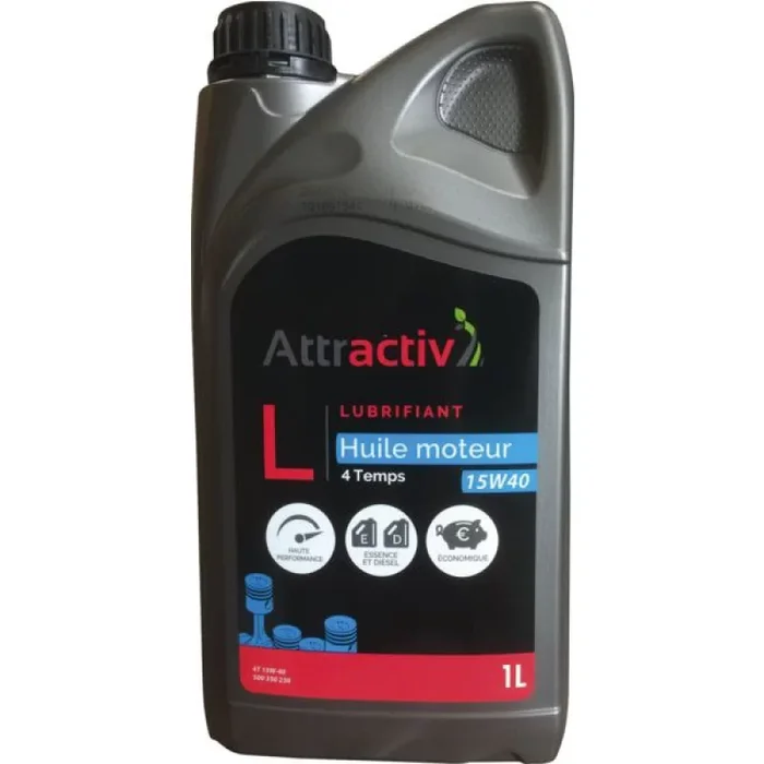 Huile moteur 4 temps Attractiv’ 4T 15W40 – Bidon 1L